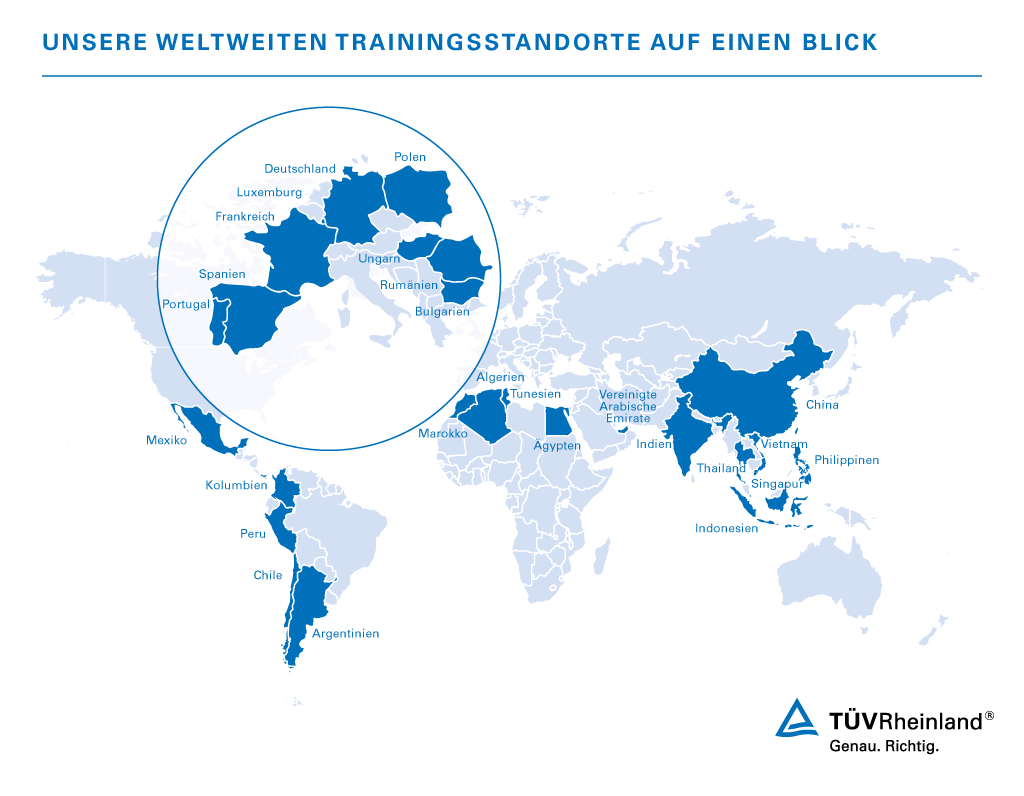 Unsere weltweiten Trainingsstandorte auf einen Blick | TÜV Rheinland