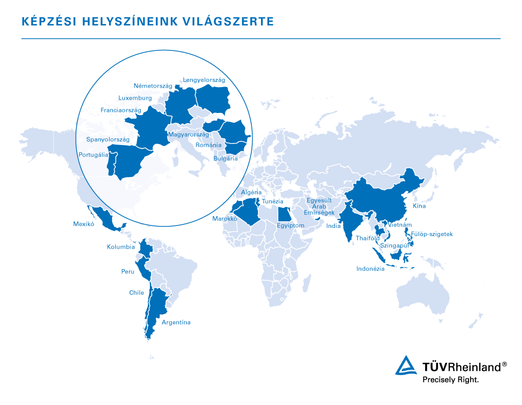 Képzési helyszíneink áttekintése világszerte | TÜV Rheinland