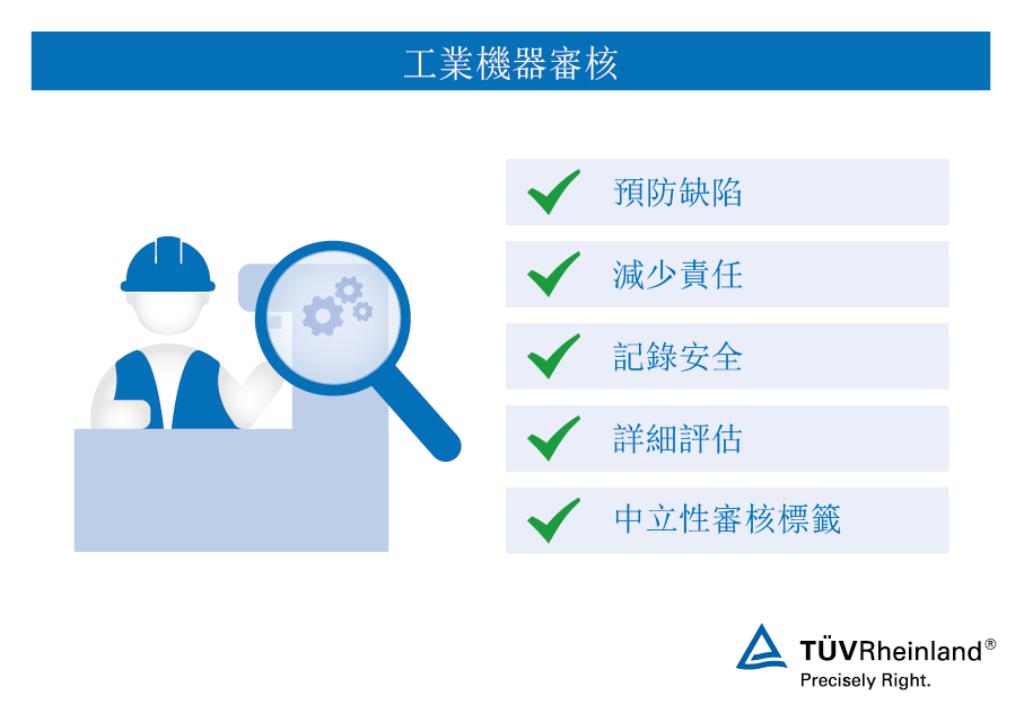 我們審核和檢驗工業機器,積極預防缺陷並減少責任 工業機器審核